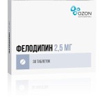 Фелодипин, табл. с пролонг. высвоб. п/о пленочной 2.5 мг №30